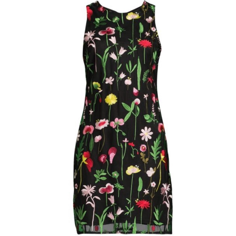 Nwt Sam Edelman Sz 4 Embroidered Black Sheath Dress